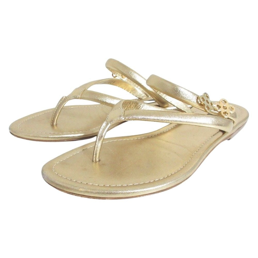 Louis Vuitton Monogram Flower Thong Sandals 35 Gold
