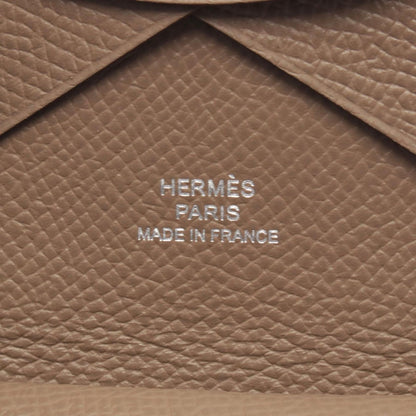 Hermes Coin Case Calvi Duo Etoupe Leather Gray — view 4