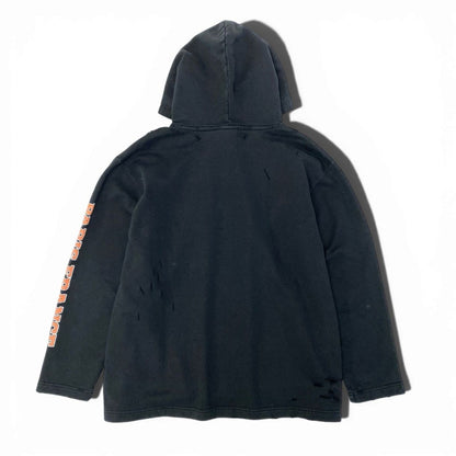 Balenciaga Pullover Hoodie BB Logo Sweatshirt Distressed S Black Cotton Sweater — view 3