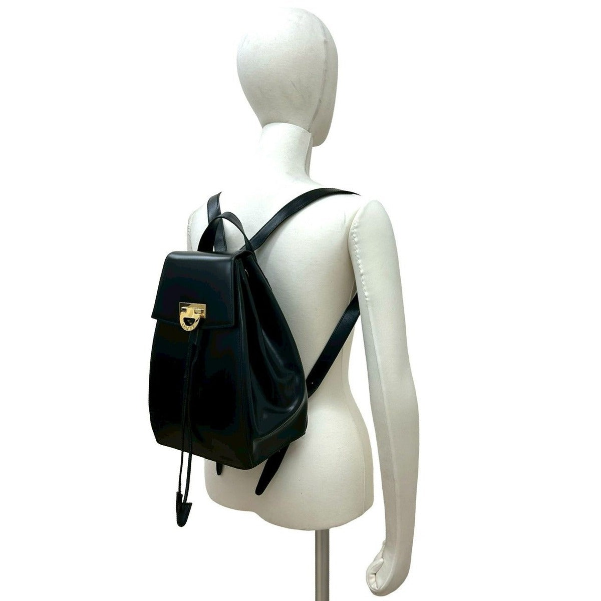 Celine Vintage Logo Calf Leather Backpack Black — view 2