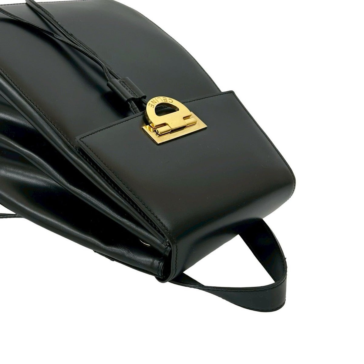 Celine Vintage Logo Calf Leather Backpack Black — view 4