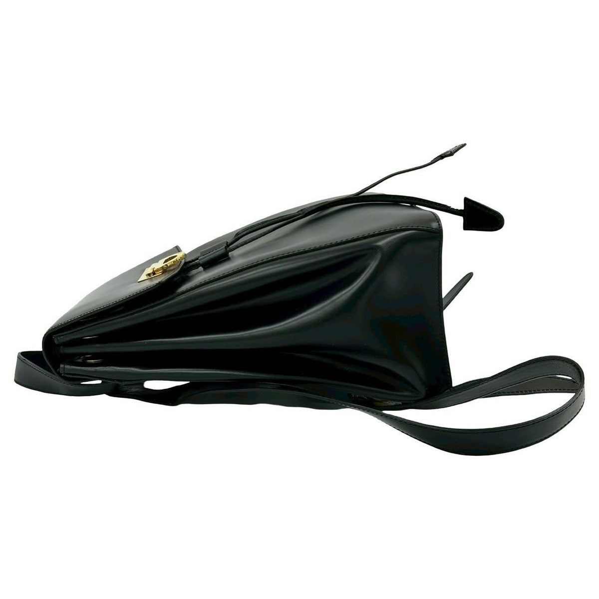 Celine Vintage Logo Calf Leather Backpack Black — view 5