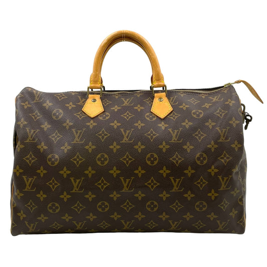 Louis Vuitton Speedy 40 Monogram Leather Brown Handbag Gold