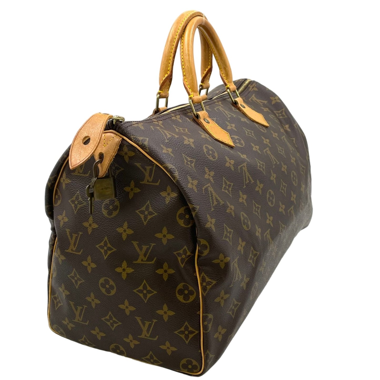 Louis Vuitton Speedy 40 Monogram Leather Brown Handbag Gold — view 2