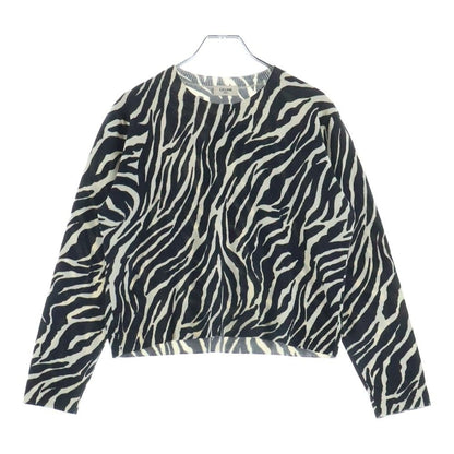 Celine Zebra Crew Neck Knit Sweater Black White