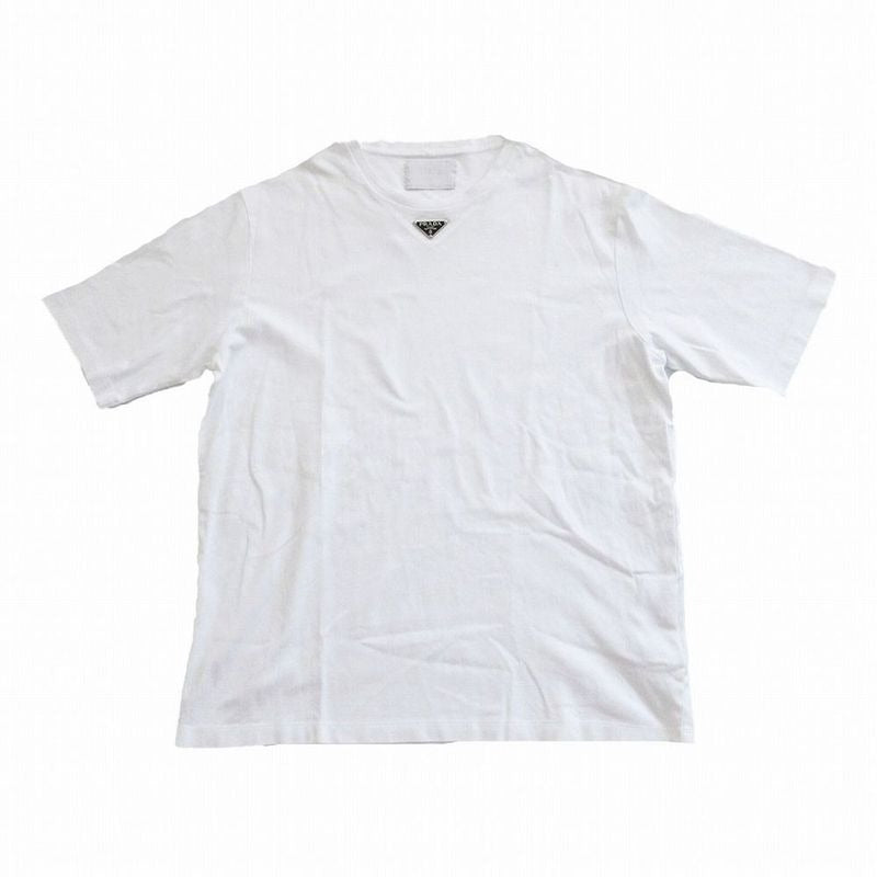 Prada 23 SS Cotton Short Sleeves Logo Tee Triangle Plate Sleeve