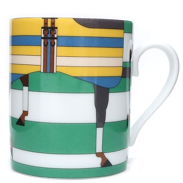 Hermes Tableware Rocabas le No.3 Porcelain Green Yellow Mug