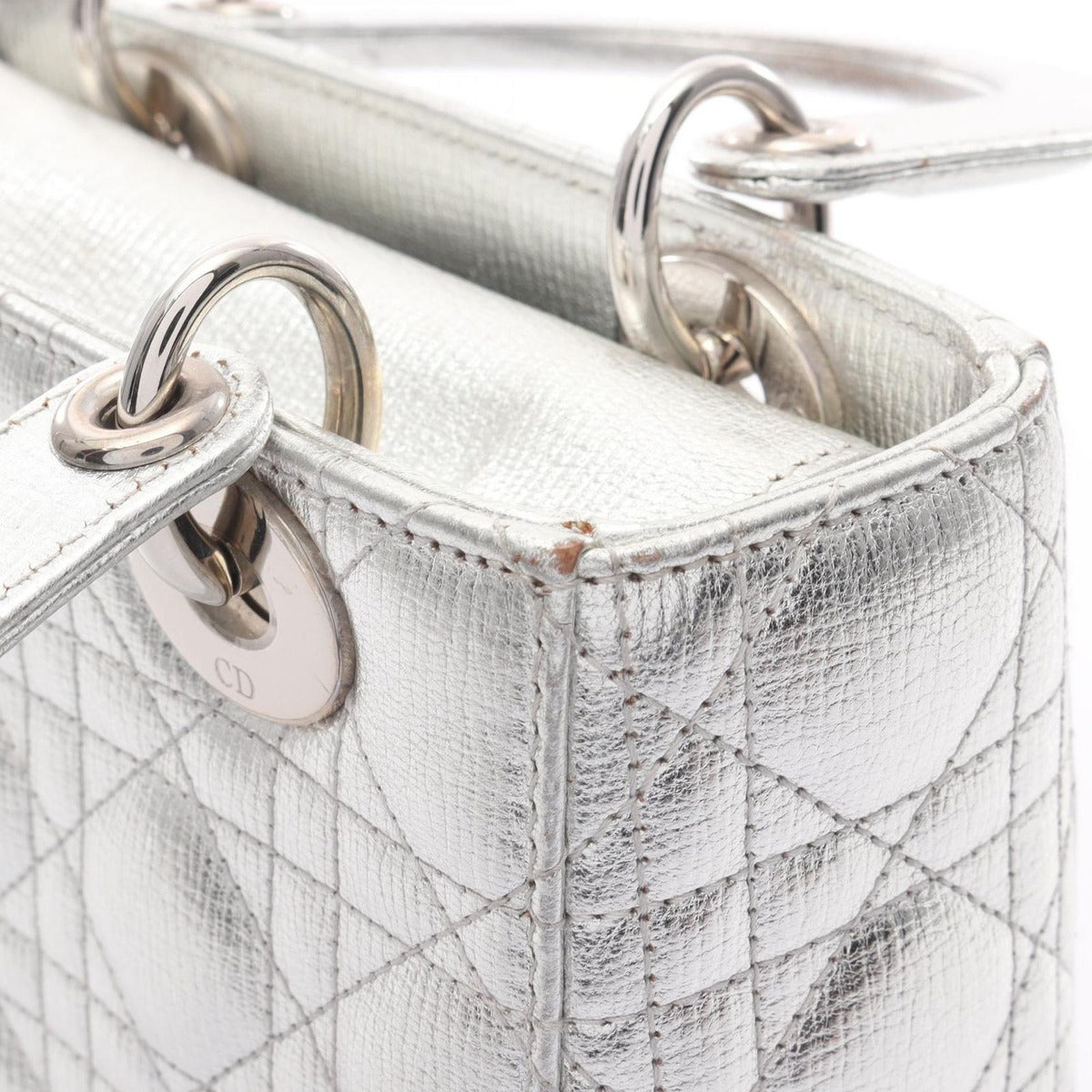 Dior Handbag Lady MY Abcdior Cannage Silver Leather 2-Way — view 8