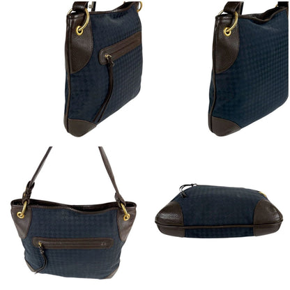 Bottega Veneta One Shoulder Bag Navy Intrecciato Pattern Leather — view 3