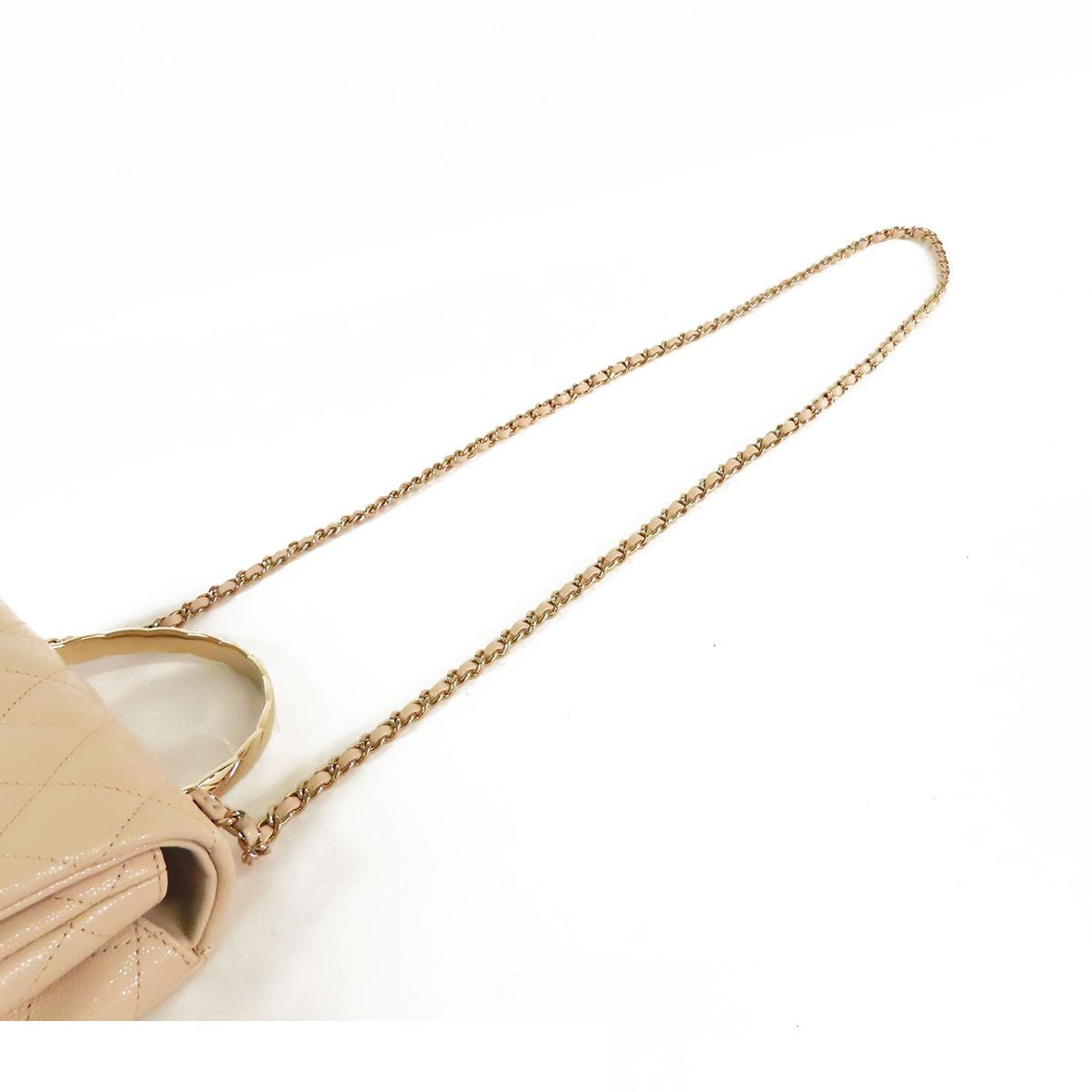 Chanel Top Handle Flap Bag Mini Beige Gold Caviar Leather 2-Way — view 4