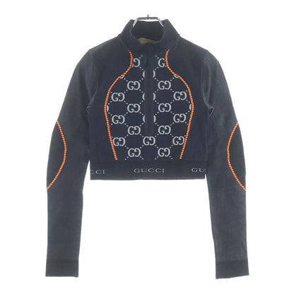 Gucci GG Jacquard Cropped Half Zip Jacket Black