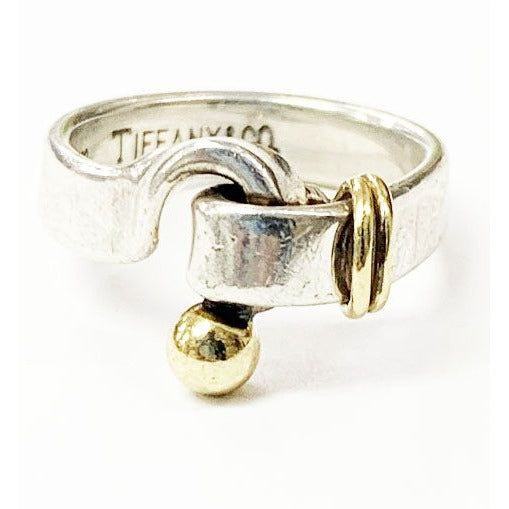 Tiffany & Co Hook Eye Wire Ring No 9 Silver Gold Combination 18K