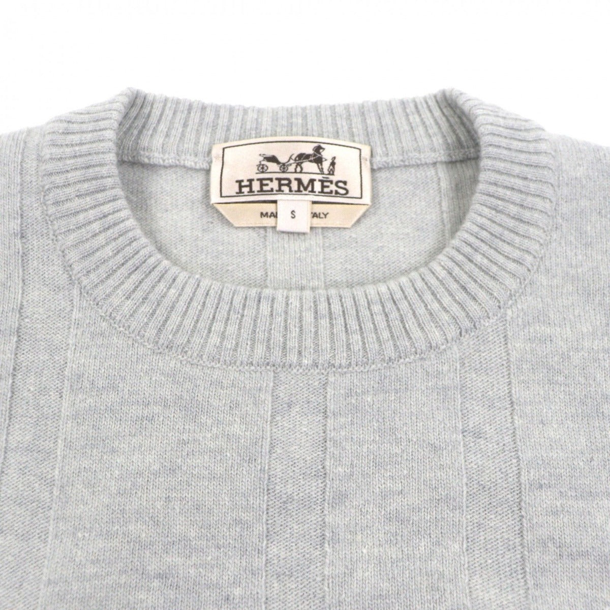 Hermes Workman Female Wool Cashmere Crew Neck Pullover Knit Sweater Gray — view 2