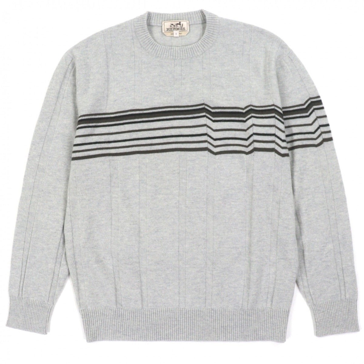 Hermes Workman Female Wool Cashmere Crew Neck Pullover Knit Sweater Gray