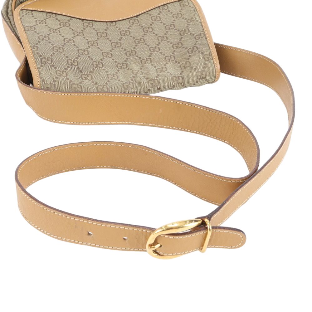 Gucci Vintage GG Canvas 001 0 Leather Shoulder Bag Crossbody Brown — view 2