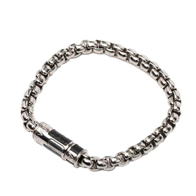 Louis Vuitton Bracelet Chain Monogram Eclipse Silver Black Metal