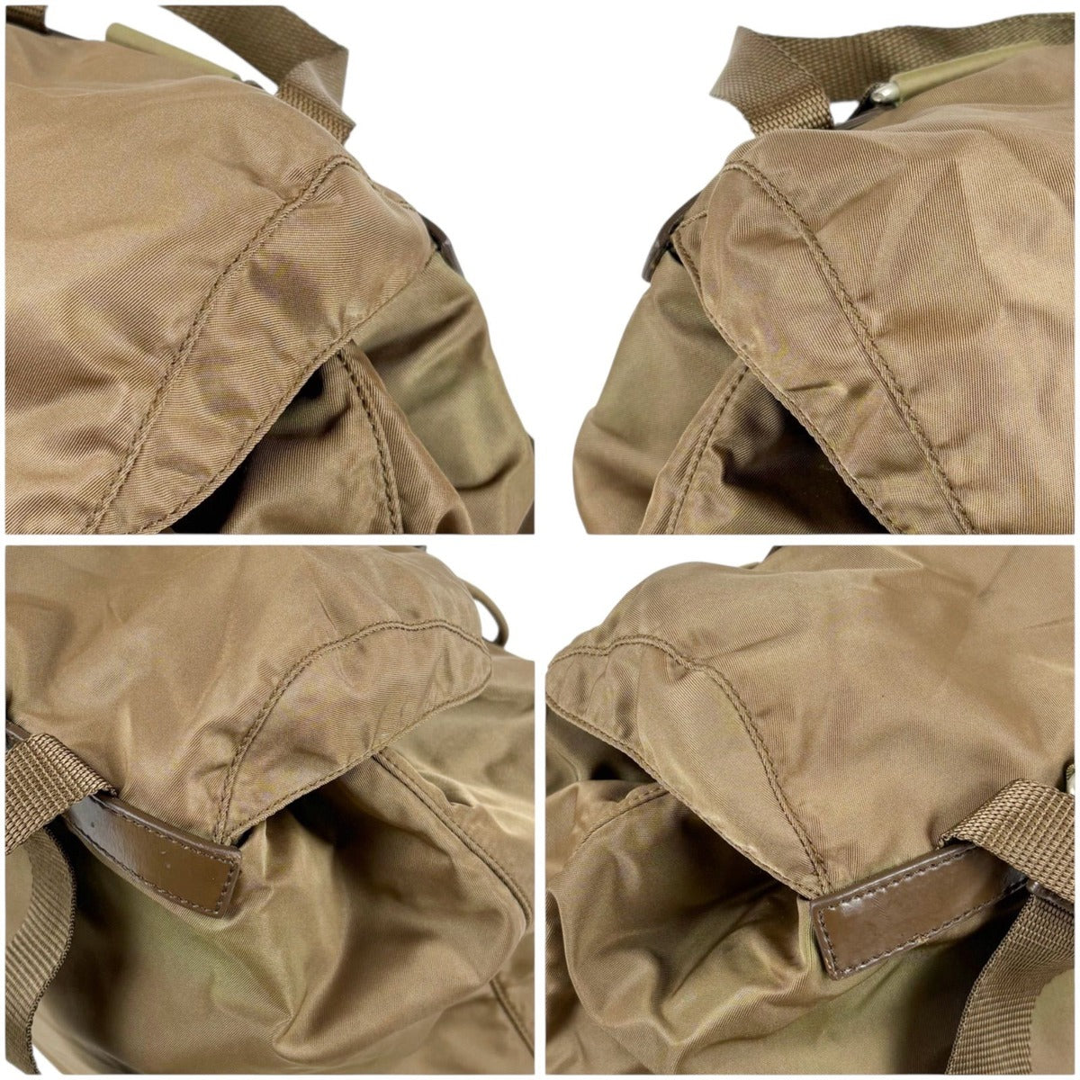 Prada Backpack Triangle Logo Tessuto Nylon Brown Khaki — view 5