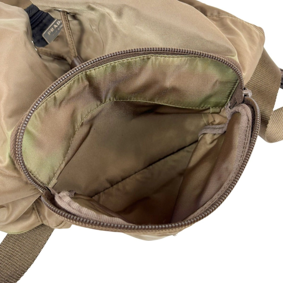 Prada Backpack Triangle Logo Tessuto Nylon Brown Khaki — view 9