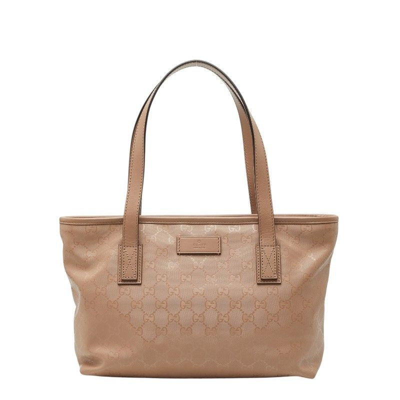 Gucci GG Supreme Tote Shoulder Beige Calf Leather