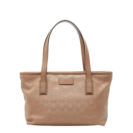 Gucci GG Supreme Tote Shoulder Beige Calf Leather
