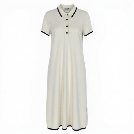 Chanel D7 96c Cruise Line Short Sleeve Dress 44 White