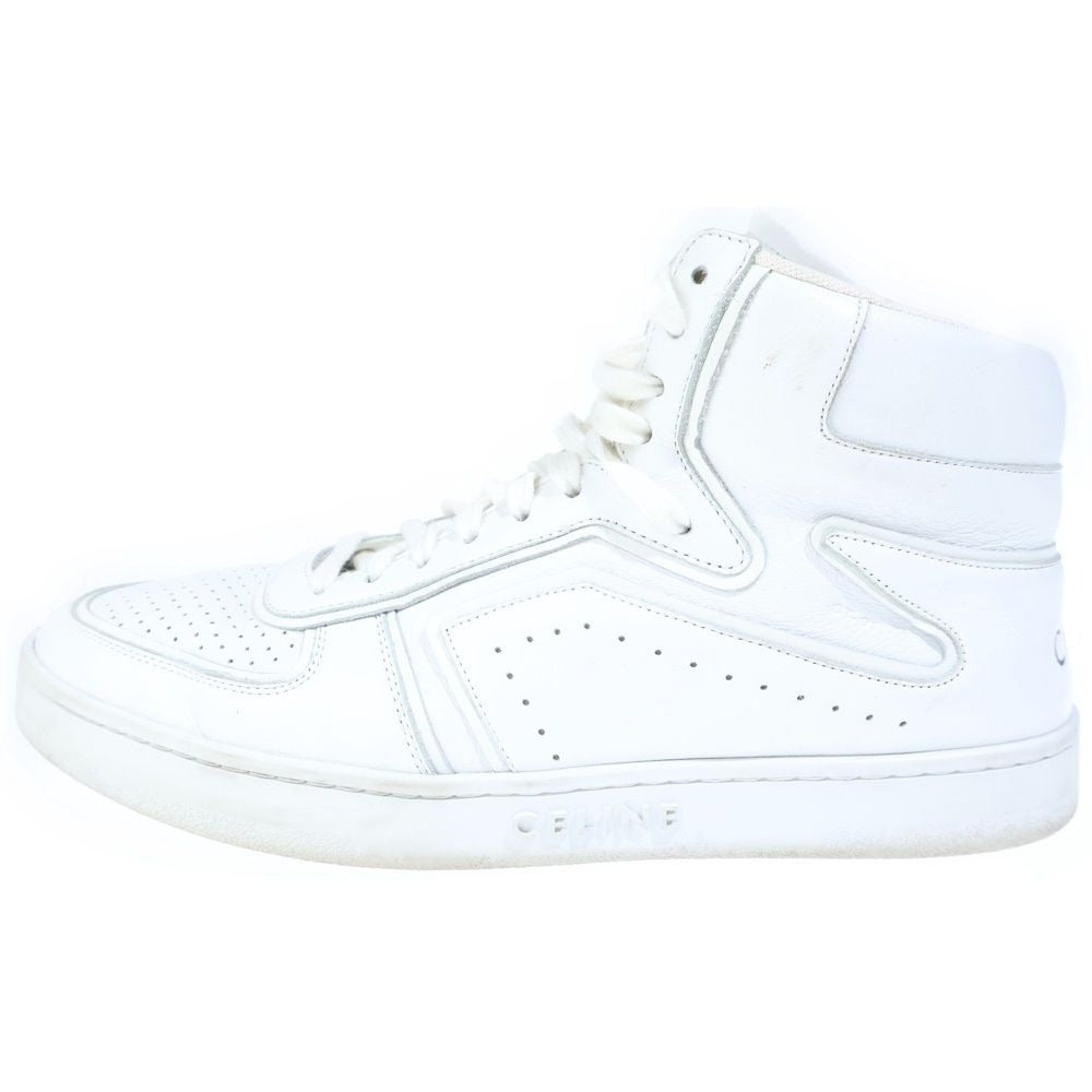 Celine Trainer Leather High Cut Sneakers White