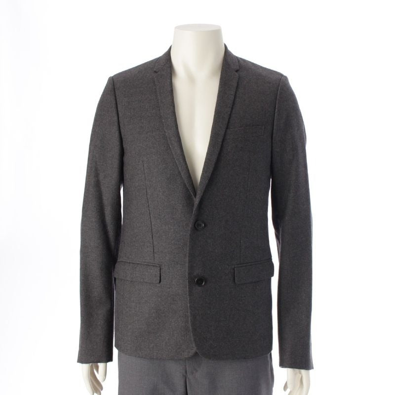 Dior 09 AW Eddy Period Wool 2 B Single Tailored Jacket Blue Leather Outerwear