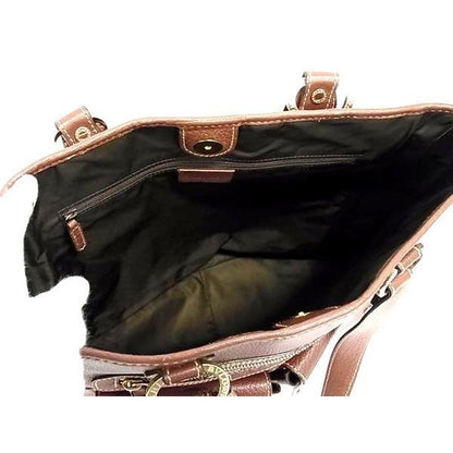 Bvlgari Tote Bag Maxi Lettare Brown Leather Becky Logo — view 4