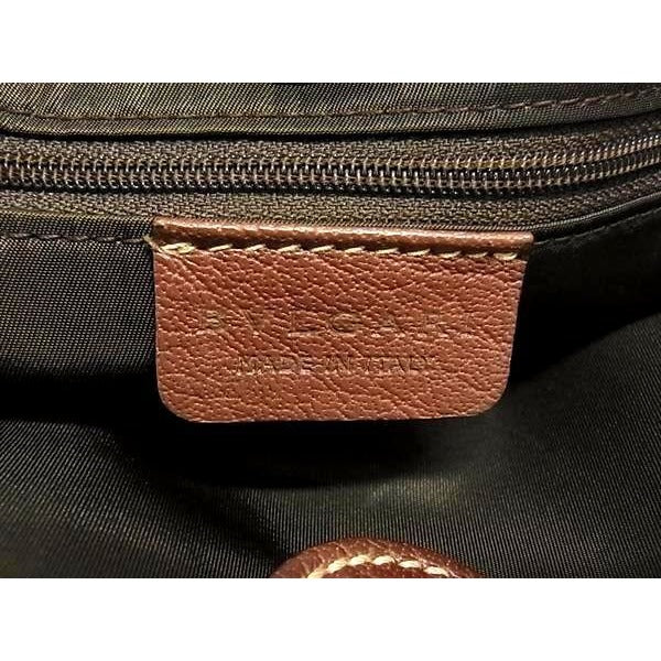 Bvlgari Tote Bag Maxi Lettare Brown Leather Becky Logo — view 6