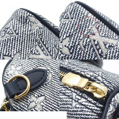 Louis Vuitton Speedy Bandouliere 20 Navy Monogram Laminated Jacquard 2-Way — view 7
