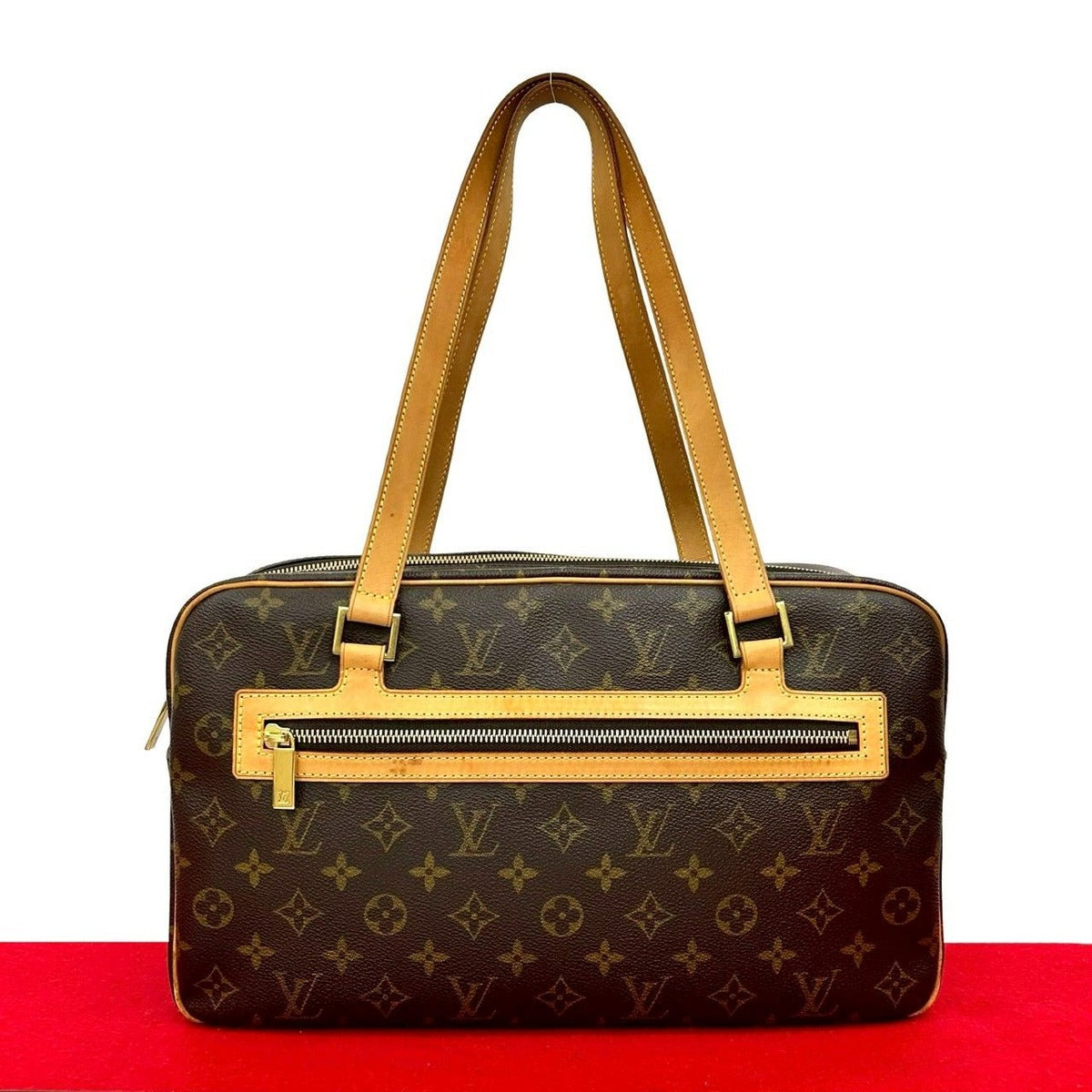 Louis Vuitton Vintage City GM Monogram Leather Tote Shoulder Bag Brown