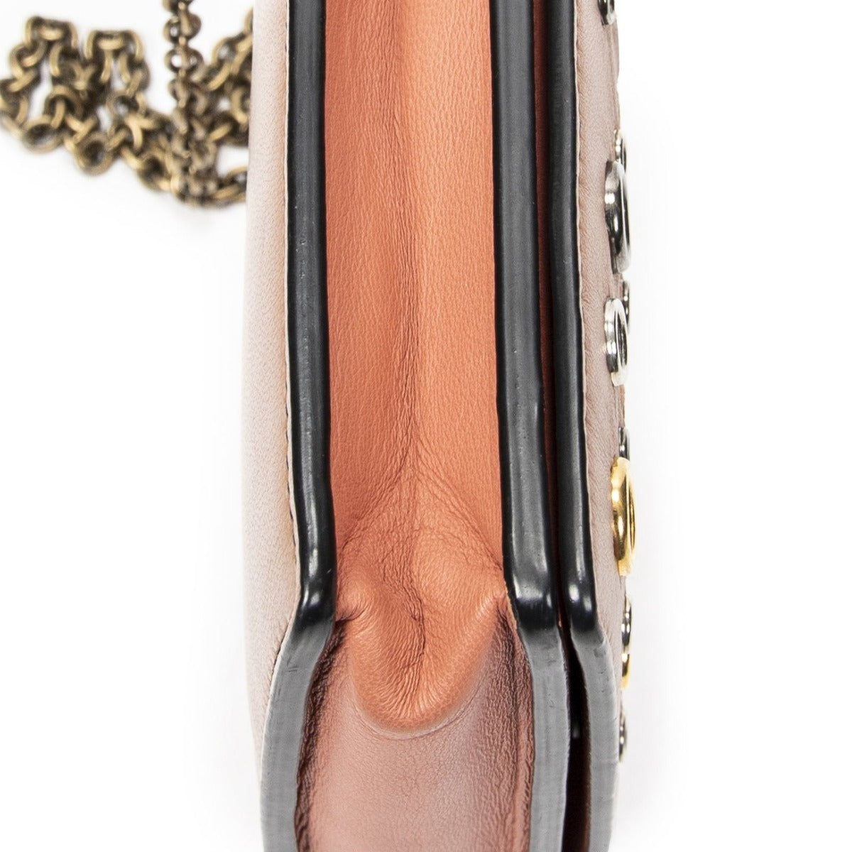 Bottega Veneta Chain Wallet Orange Light Brown Intrecciato Leather — view 7