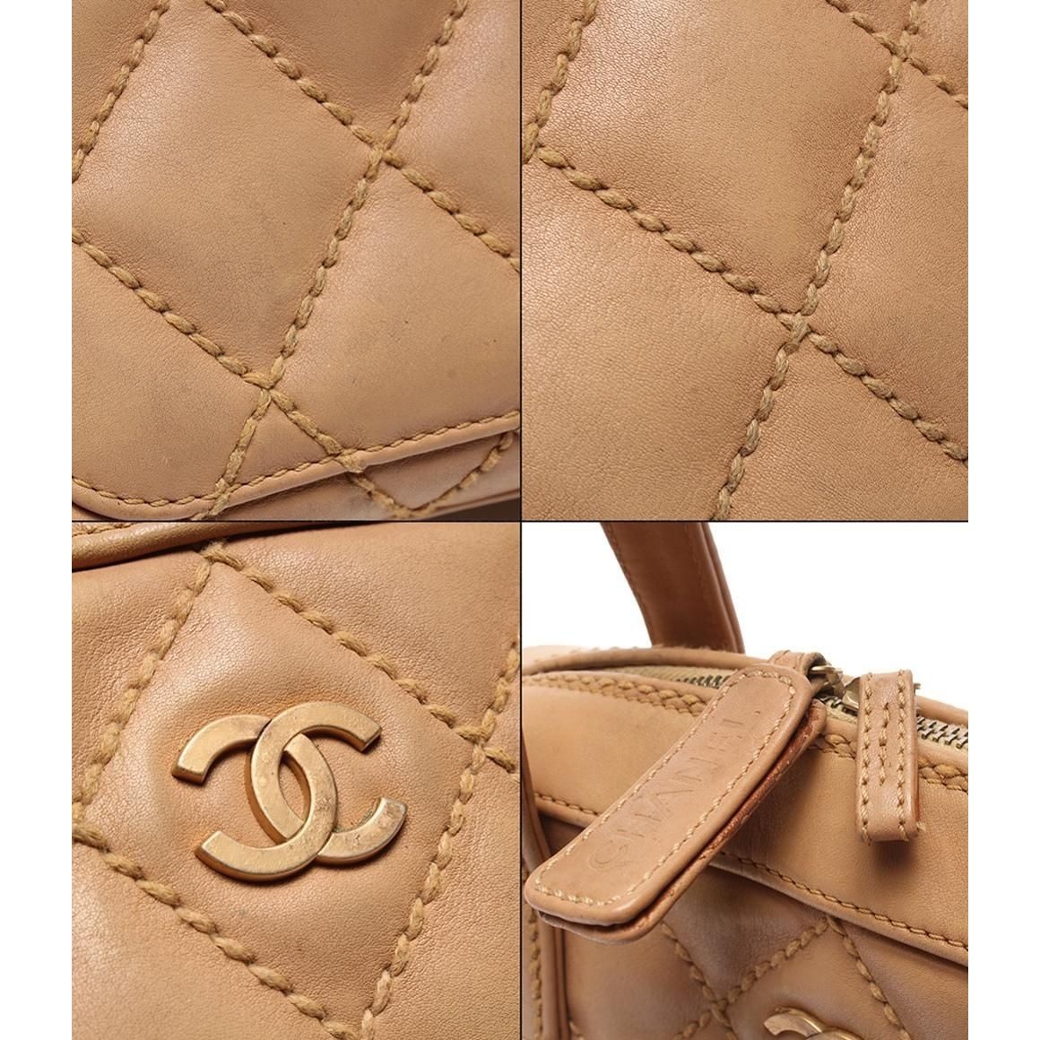 Chanel Handbag Gold Lambskin Wild Stitch — view 7