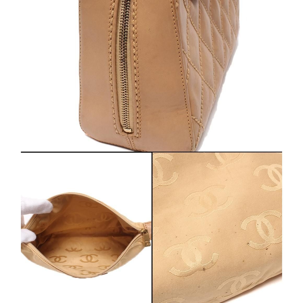 Chanel Handbag Gold Lambskin Wild Stitch — view 9