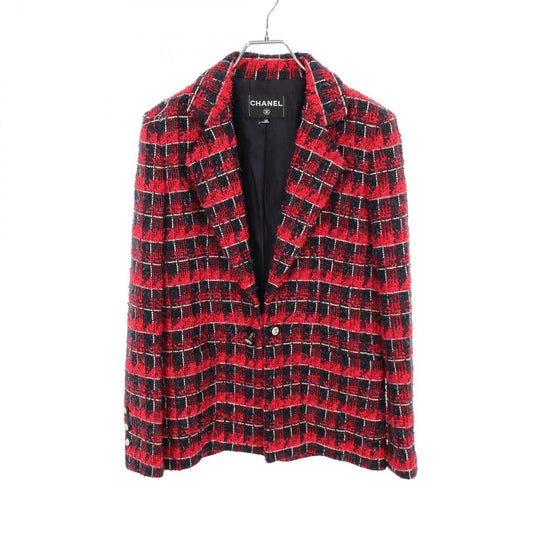 Chanel Tailored Jacket CC Logo Button Tweed Nylon