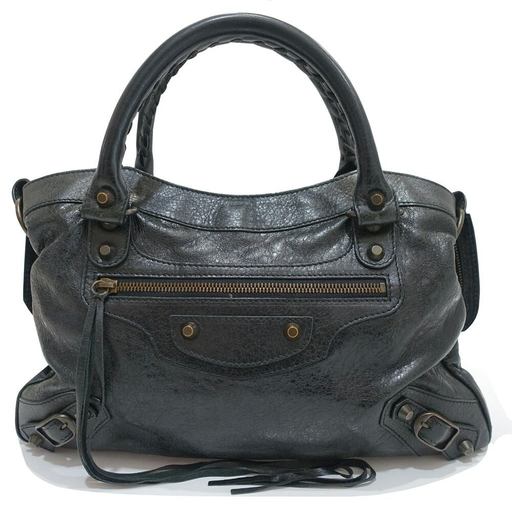 Balenciaga The Town Handbag 2-Way Leather Black Gold