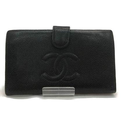 Chanel Bifold Wallet Coco Marc Caviar Leather Black