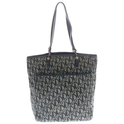 Dior Trotter Tote Black Beige Canvas Leather