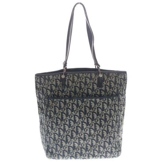 Dior Trotter Tote Black Beige Canvas Leather