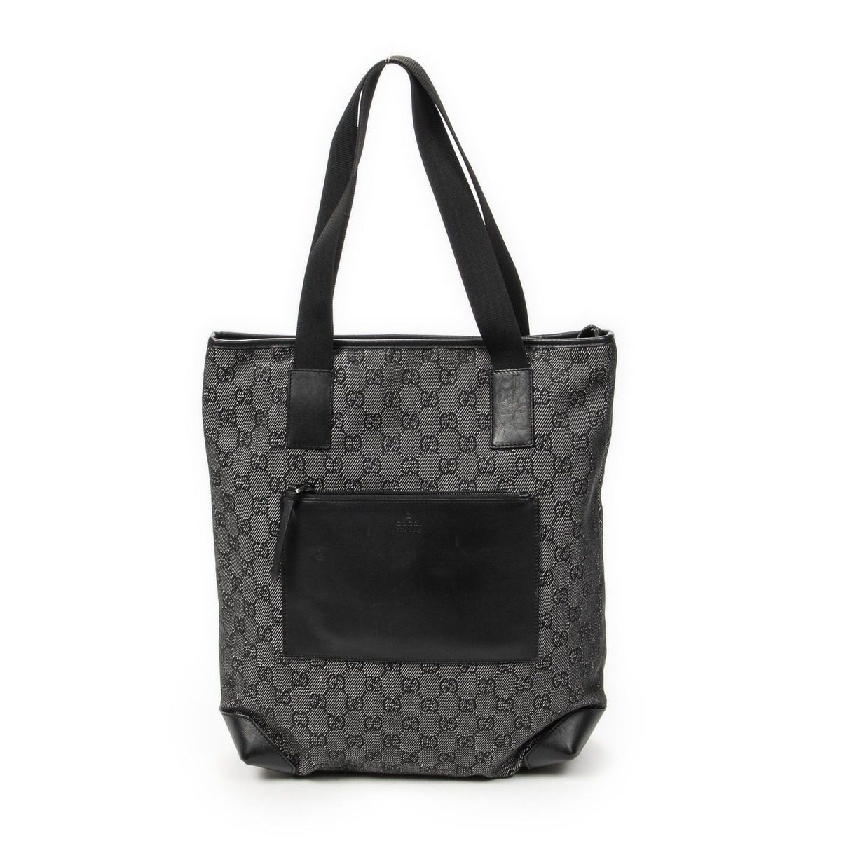 Gucci Vertical Black GG Denim Canvas Messenger Bag