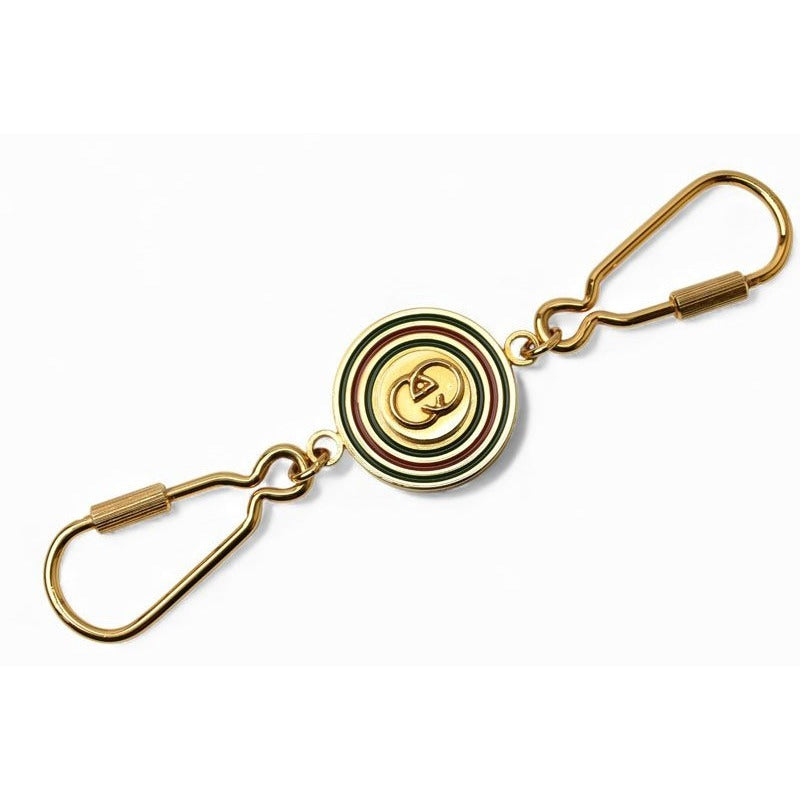 Gucci Key Ring Holder Vintage Gold Sherry Line GG Logo