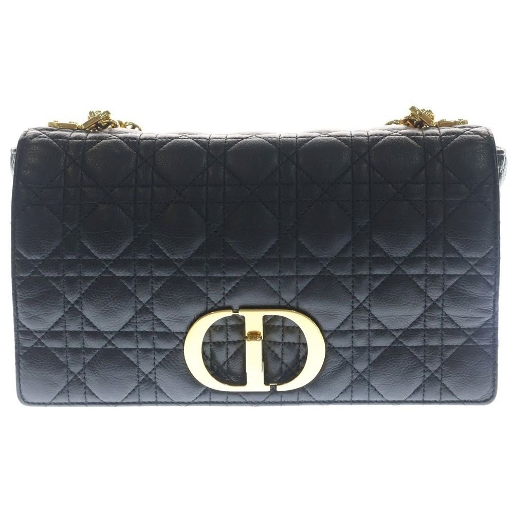Dior Calorie Cannage Turnlock Leather Chain Shoulder Bag Gold Black