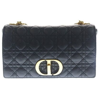 Dior Calorie Cannage Turnlock Leather Chain Shoulder Bag Gold Black