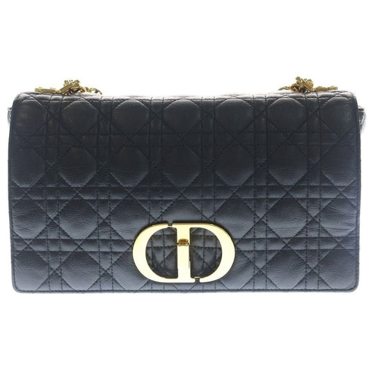 Dior Calorie Cannage Turnlock Leather Chain Shoulder Bag Gold Black