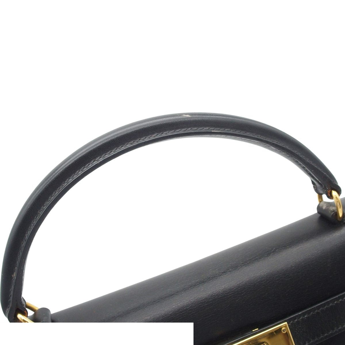 Hermes Kelly 32 Black Gold Box Calf Sellier 2-Way Shoulder Bag — view 4