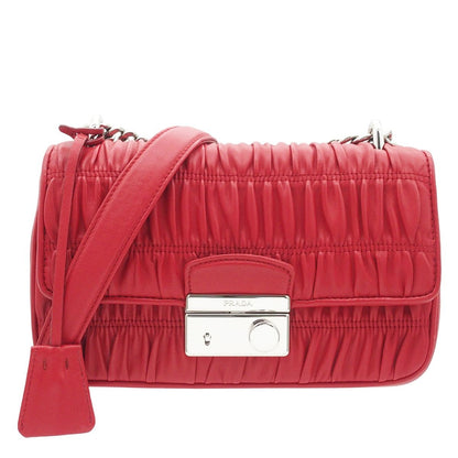 Prada Nappa Gaufre Sound Rock Chain Shoulder Bag Red