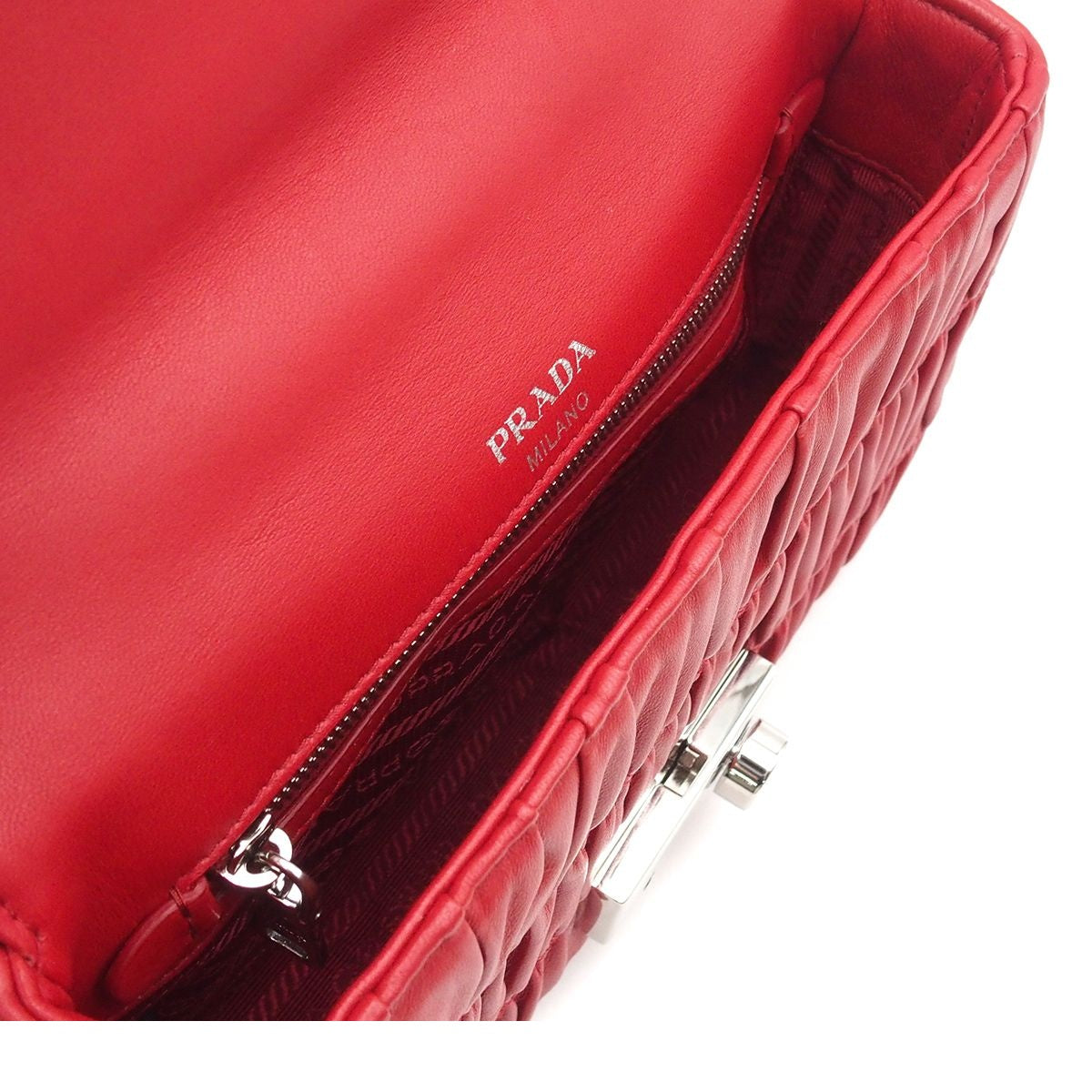 Prada Nappa Gaufre Sound Rock Chain Shoulder Bag Red — view 5