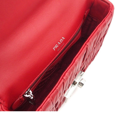 Prada Nappa Gaufre Sound Rock Chain Shoulder Bag Red — view 5