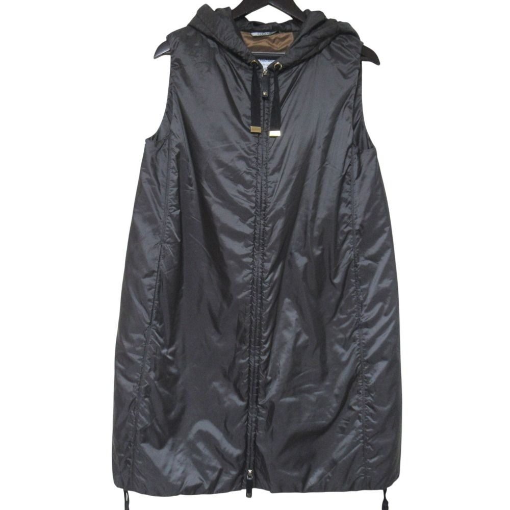 Max Mara Maxmara the Cube Hooded Padded Nosleeve Coat Long Gilet Vest Gray