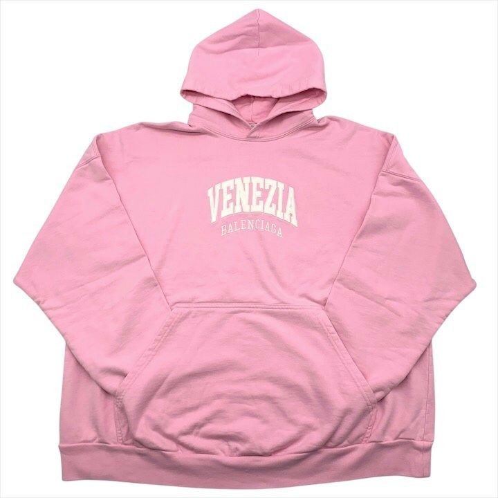 Balenciaga Venezia Logo Hoodie Cotton Venice Limited Pink Long Sleeve